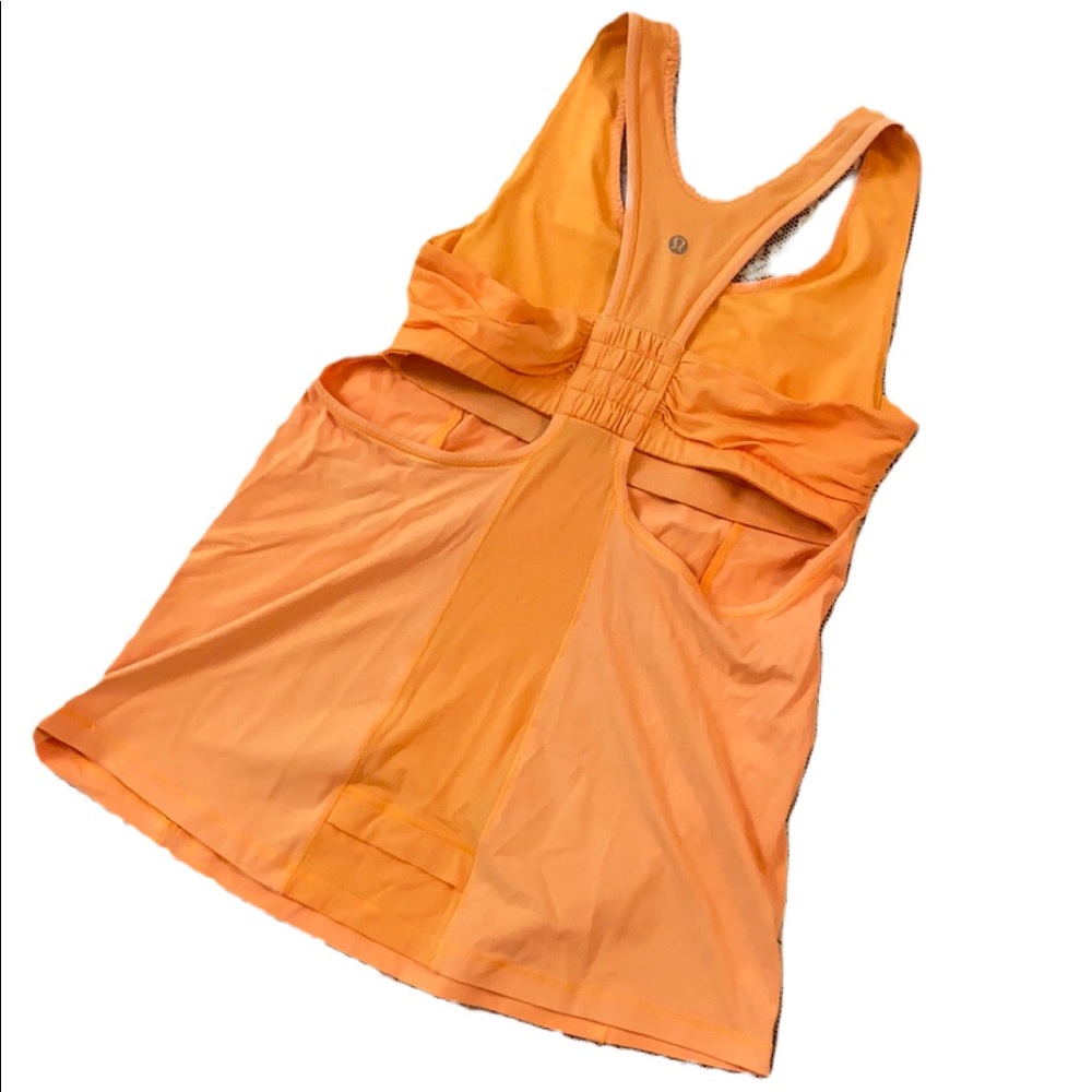 LULULEMON TANGERINE ORANGE TANGERINE CUTOUT YOGA WORKOUT TANK TOP SIZE 8